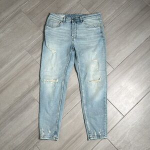 Zara Blue Skinny Jeans with Distressed Details